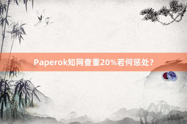 Paperok知网查重20%若何惩处?
