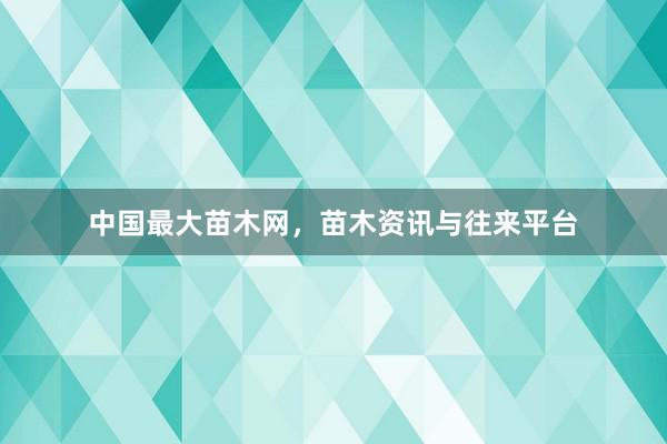 中国最大苗木网，苗木资讯与往来平台