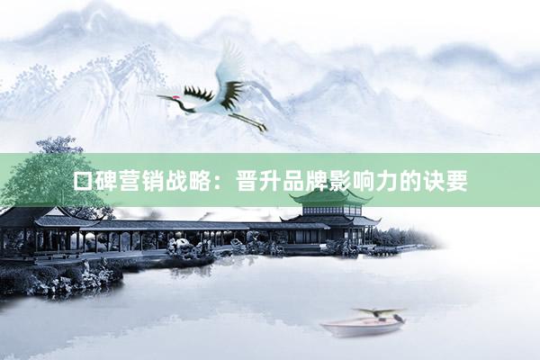 口碑营销战略：晋升品牌影响力的诀要